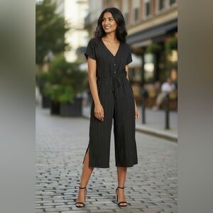 Cloth and Stone Anthropologie Wide leg pinstripe romper  large